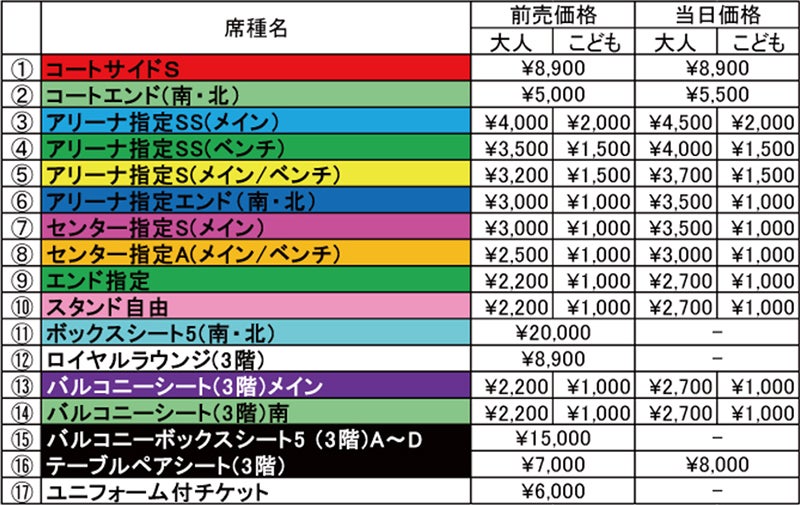 前売り券値段表